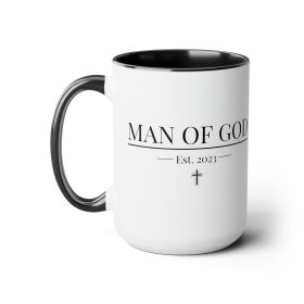 Accent Ceramic Coffee Mug 15oz - Say It Soul, Man Of God T-shirt, Christian, Religious, Faith-based, Faith-based Activewear, Christian Shirts