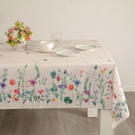 Watercolor Flowers Rectangle 60x140 inch Easter Tablecloth Non Iron Stain Resistant