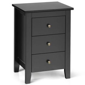 Nightstand End Sofa Table Cabinet With 3 Drawers Bedroom Furniture Black