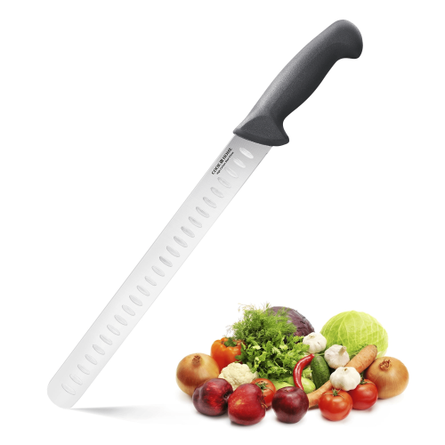 Cook N Home Slicing Carving Knife Roast/Fish Slicer 11-inch, Granton Edge High Carbon Stainless Steel Sharp Kitchen Knife, Ergonomic Handle,Black Cook N Home Slicing Carving Knife Roast/Fish Slicer 11-inch, Granton Edge High Carbon Stainless Steel Sharp Kitchen Knife, Ergonomic Handle,Black
